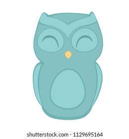 Cute cartoon owl, front view.  It's blue!  Part of a set.  White background in jpeg file, transparent background in vector file.