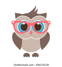 Cute Cartoon Owl With Glasses