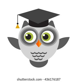 Cute Cartoon Owl Graduation Cap Stock Vector (Royalty Free) 436176187 ...