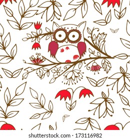 Cute cartoon owl in gray outlines