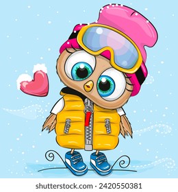 Cute Cartoon Owl in a hat and coat