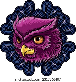 cute cartoon owl head vector illustration design