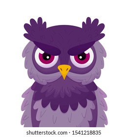 Cute cartoon owl with isolated on white background. Vector illustration