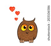 Cute Cartoon Owl in Love. Vector character