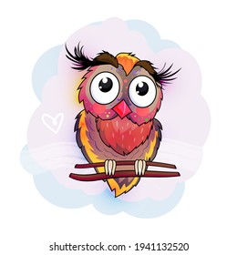 Lechuza de caricatura en moderno vector plano