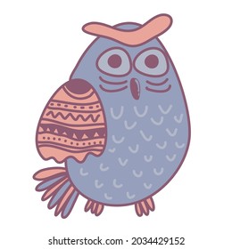 Cute cartoon owl in nursery scandi design