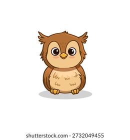 Cute cartoon owl on white background. Owlet in flat style. Illustration card designs, banners, children's books and patterns. Vector illustration