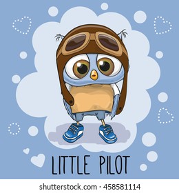 Cute cartoon Owl in a pilot hat