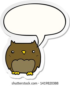 cute cartoon owl with speech bubble sticker