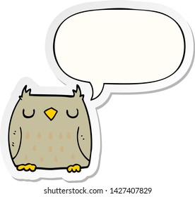 cute cartoon owl with speech bubble sticker