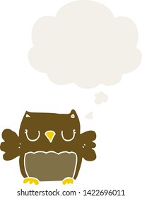 cute cartoon owl with thought bubble in retro style