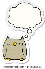 cute cartoon owl with thought bubble as a printed sticker