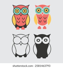 Cute cartoon owl vector children's vector illustration in flat style