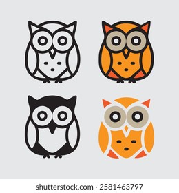 Cute cartoon owl vector children's vector illustration in flat style