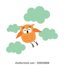 Cute cartoon owl in vector for greeting card and invitation
