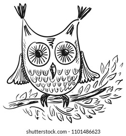 Cute cartoon owl. Vector illustration