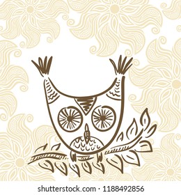 Cute cartoon owl. Vector illustration