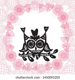 Cute cartoon owl. Vector illustration