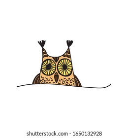 Cute cartoon owl. Vector illustration