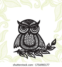 Cute cartoon owl. Vector illustration