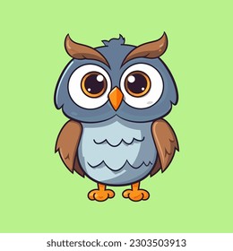 Cute cartoon owl. Vector illustration isolated on a white background