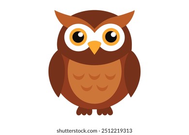 Cute Cartoon Owl Vector Illustration, Wildlife Animal Clipart