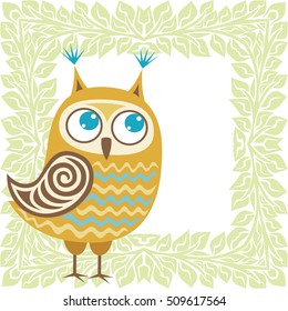 Cute cartoon owl. Vector illustration.