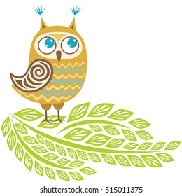 Cute cartoon owl. Vector illustration.
