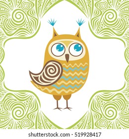 Cute cartoon owl. Vector illustration.