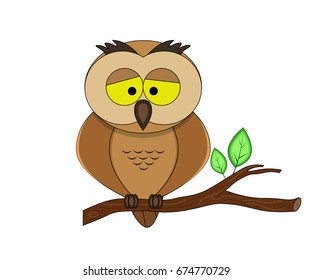 Cute cartoon owl. Vector illustration. Smiling bird.