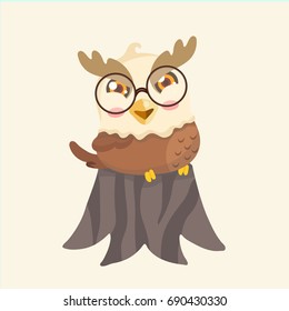 Cute cartoon owl vector illustration.
