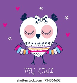 cute cartoon owl vector illustration