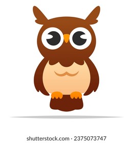 Cute cartoon owl vector isolated illustration