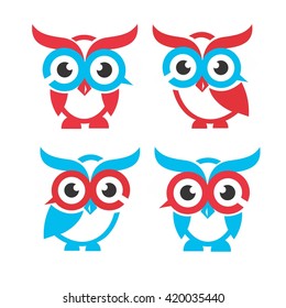 Cute cartoon owl vector stock. Owl flat vector illustration