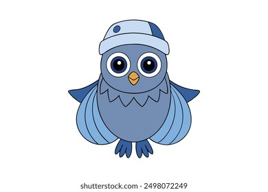 Cute Cartoon Owl Wearing Glasses Vector Illustration - Printable Graphics Design File