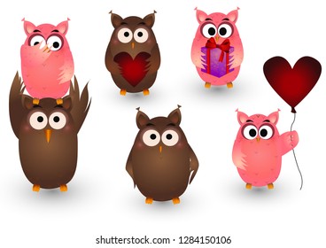 Cute cartoon owls 