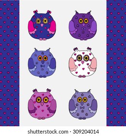 cute cartoon owls birds pattern background