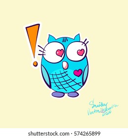 Cute and cartoon owls with various emotions