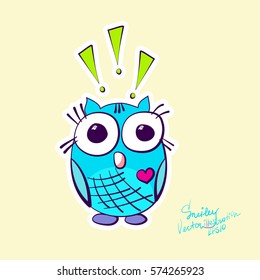 Cute and cartoon owls with various emotions