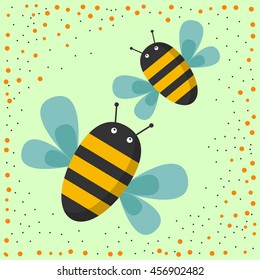  Cute cartoon pair of bees. Lovers bees. Vector illustration