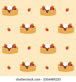 cute cartoon pancakes seamless vector pattern background illustration 