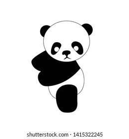 Cute cartoon Panda animal. for coloring book black and white. vector illustration.