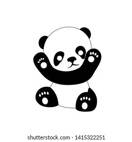 Cute cartoon Panda animal. for coloring book black and white. vector illustration.