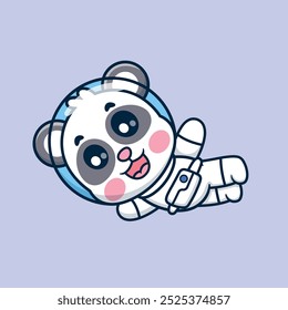 Cute Cartoon Panda Astronaut Floating In Space Vector Icon Illustration. Animal Science Icon Concept Isolated Premium Vector. Science Cartoon Style