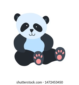 Cute cartoon panda bear. Funny animal isolated on white background. Flat vector illustration.