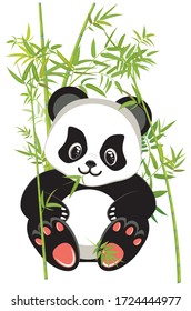Cute cartoon panda bear with green bamboo design.