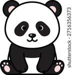 A cute cartoon panda bear sitting