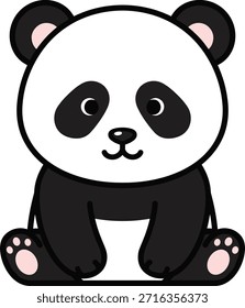 Un lindo oso panda de dibujos animados sentado