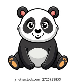 Cute Cartoon Panda Bear Sitting - Adorable Baby Panda Illustration
