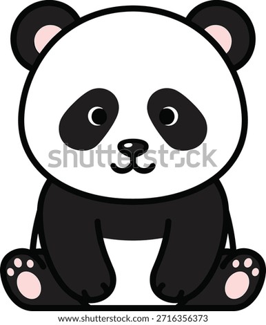 A cute cartoon panda bear sitting